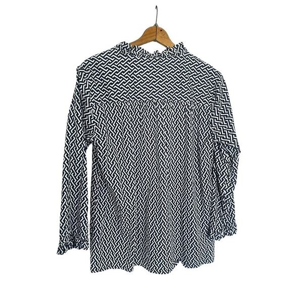 LIZA BYRD Women's Ruffle Button Geometric Cotton Tunic Shirt Blouse Size XL - Picture 4 of 8
